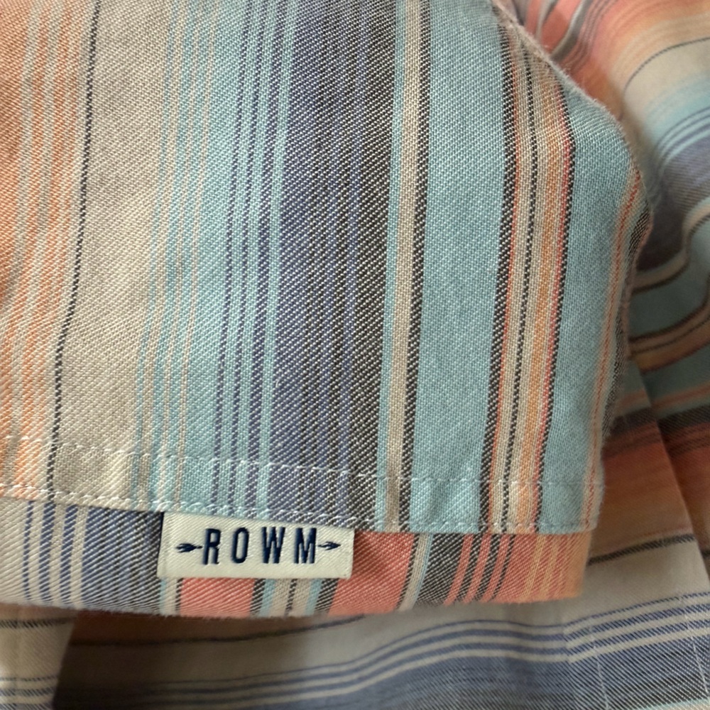 ROWM Men's Short Sleeve Striped Shirt Cotton Multi Color Orange XL zarape print - Picture 5 of 10